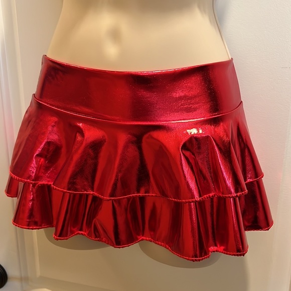Red Mini Rave Skirt - Picture 1 of 12